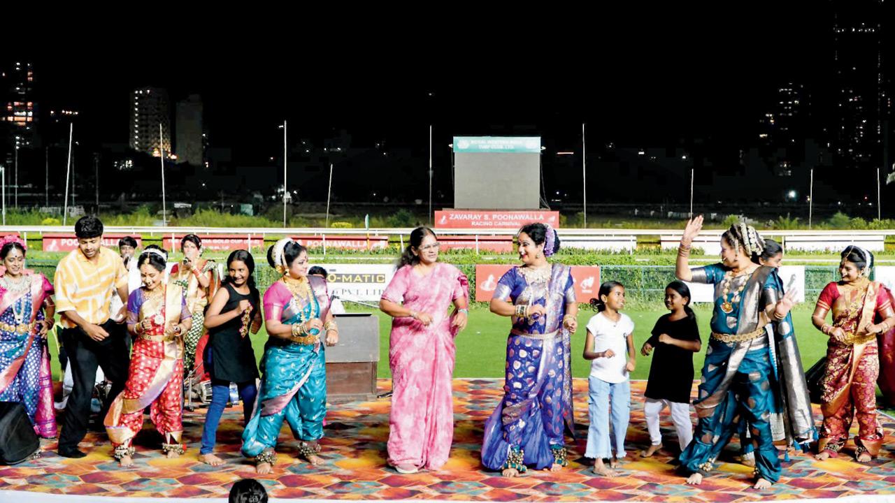 The performers on stage at the racecourse. Pic Courtesy/Sameer Amit Tadvi