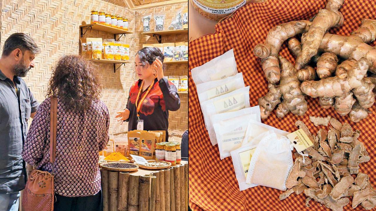Visitors survey produce at a stall at the festival (right) spices on display. Pics courtesy/Government of Meghalaya
