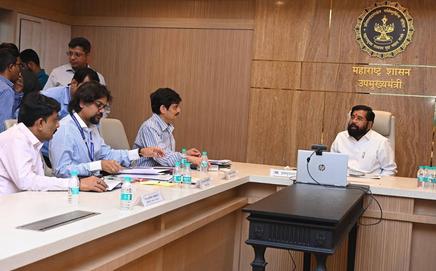 Maharashtra Deputy CM Eknath Shinde chairs the board meeting of the Shivshahi Reversion Project on Monday. PIC/X