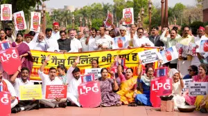 In Photos: Opposition MPs protest in Parliament over LPG cylinder shortage