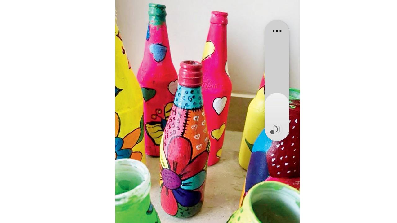 Hand-painted waste bottles