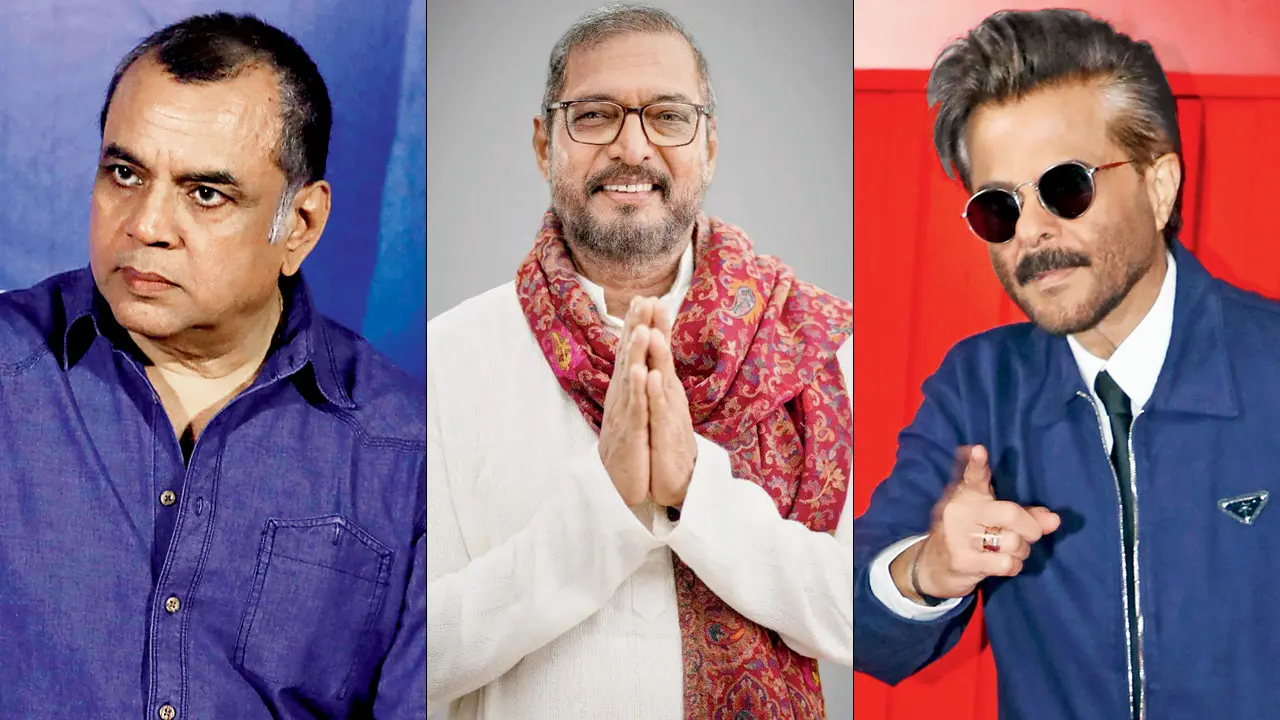 Paresh Rawal as Dr Ghungroo, Nana Patekar as Uday Shetty and Anil Kapoor as Majnu Bhai