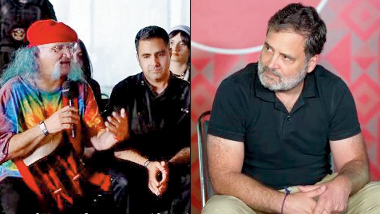 Subir Malik (in red cap) in conversation with Rahul Gandhi. Pics courtesy/@subirmalik666