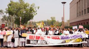 INDIA bloc MPs protest in Parliament over Centre’s stance on West Asia conflict