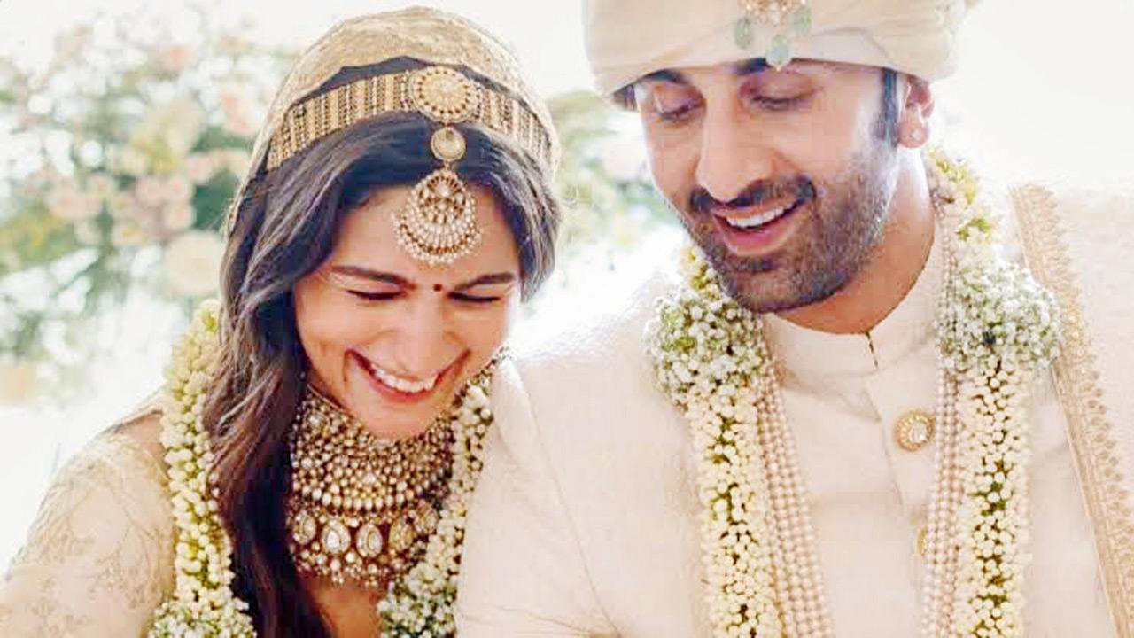 Alia Bhatt and Ranbir Kapoor during their wedding ceremony