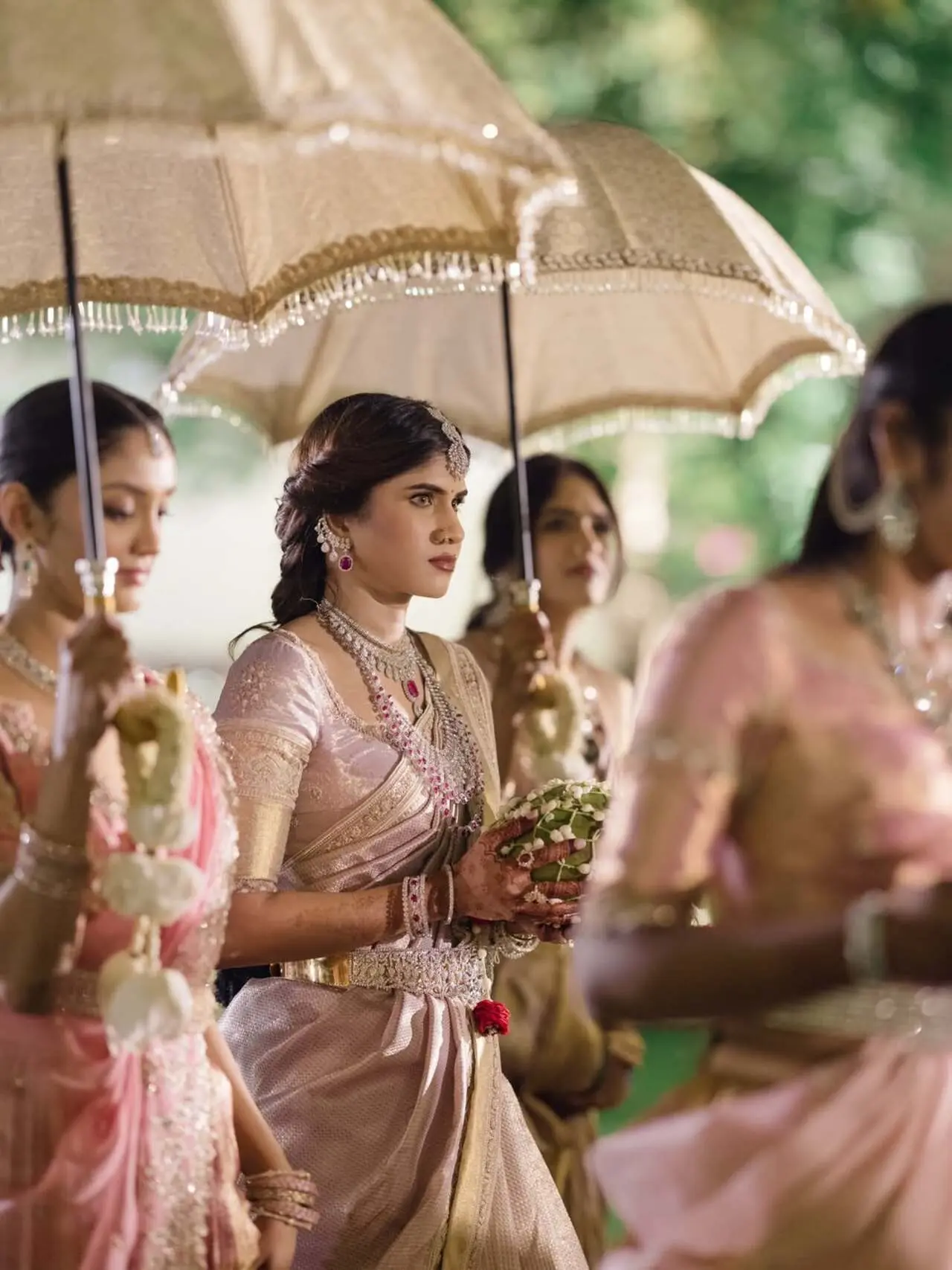 Nayanika Reddy made a stunning bridal entry alongside her bridesmaids at her wedding with Allu Sirish. She radiated grace and joy.