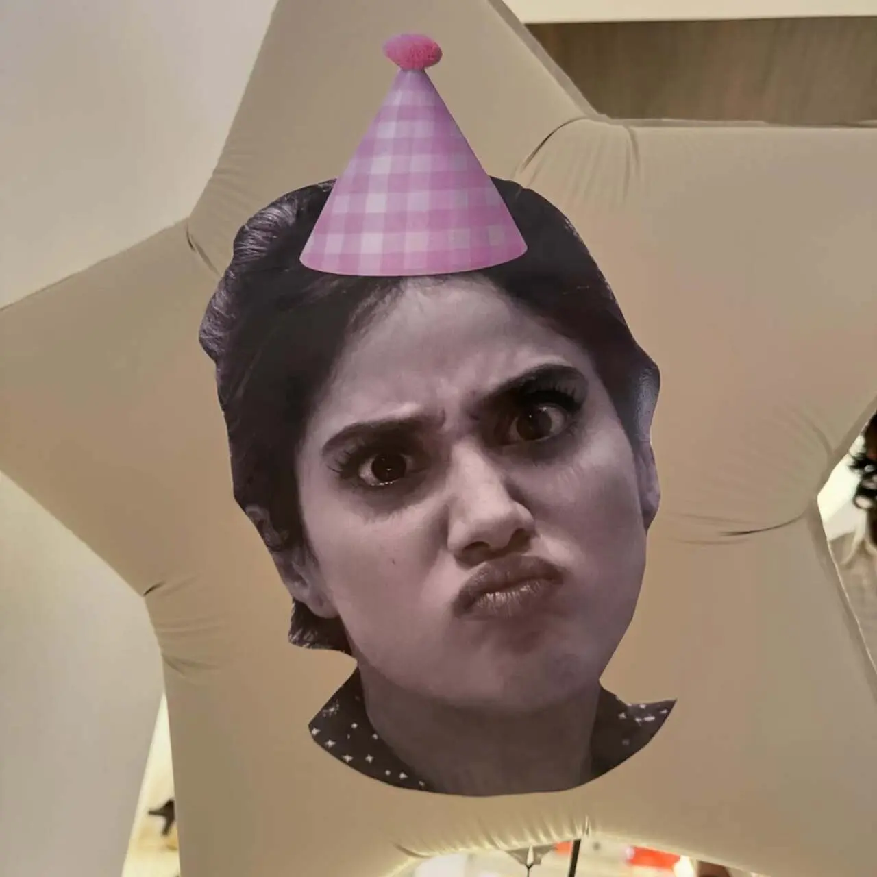 Janhvi Kapoor also shared a goofy moment from her birthday celebrations as she posed wearing a fun birthday hat. 