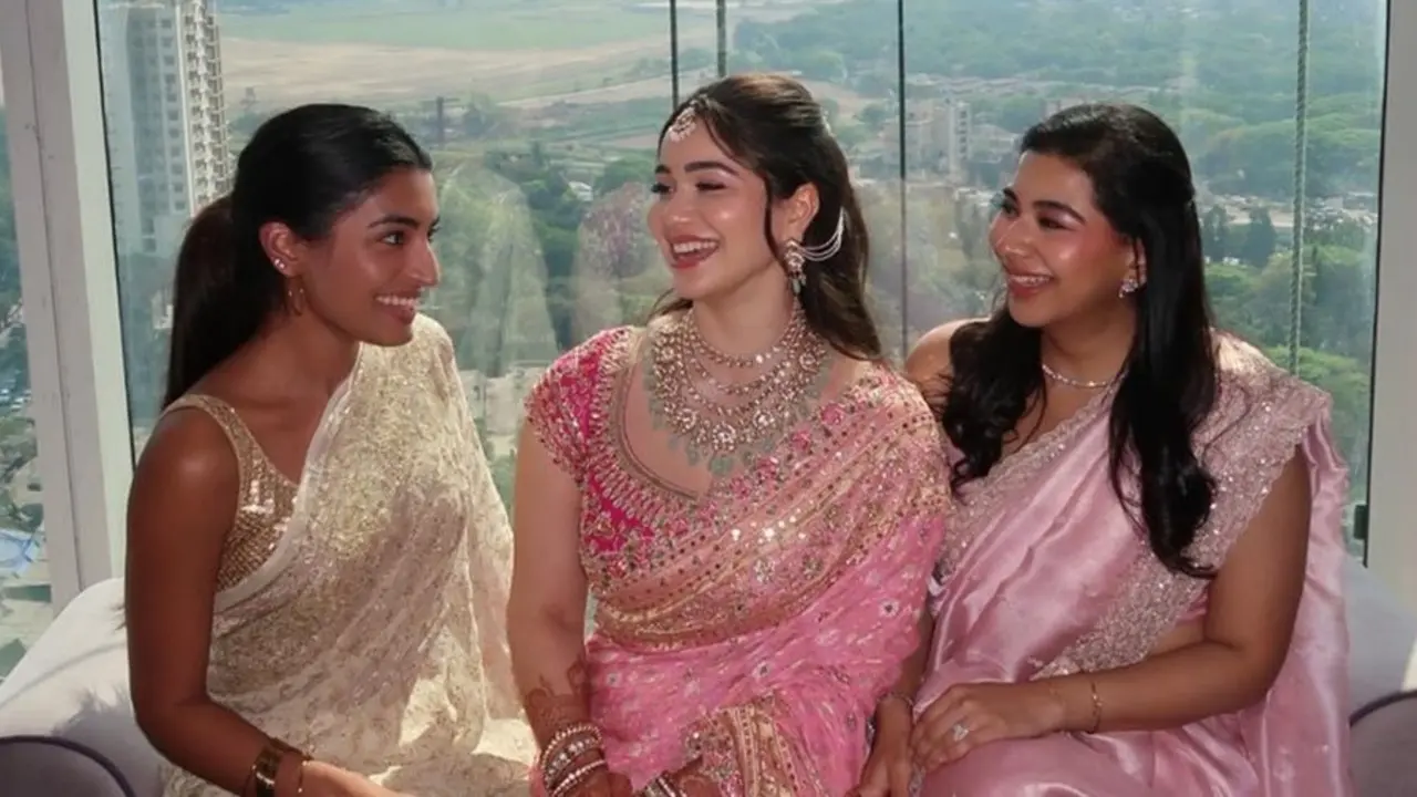 Sara Tendulkar shared a series of goofy pictures with her friends from the wedding celebrations. The candid moments captured them laughing and posing playfully together.