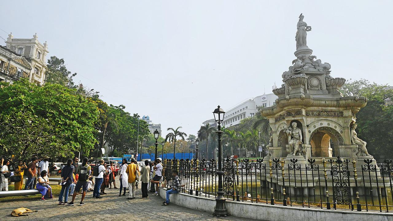 The Flora Fountain, which was carved in imported Portland stone by Scottish sculptor James Forsyth, is in need of maintenance. PICS/ASHISH RAJE