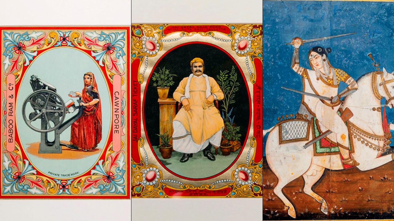 (Clockwise from above) Textile labels, late 19th-20th Century; (above right) Royal warrior, 19th Century. Pics Courtesy/Dr BDL Museum, MAP Bengaluru
