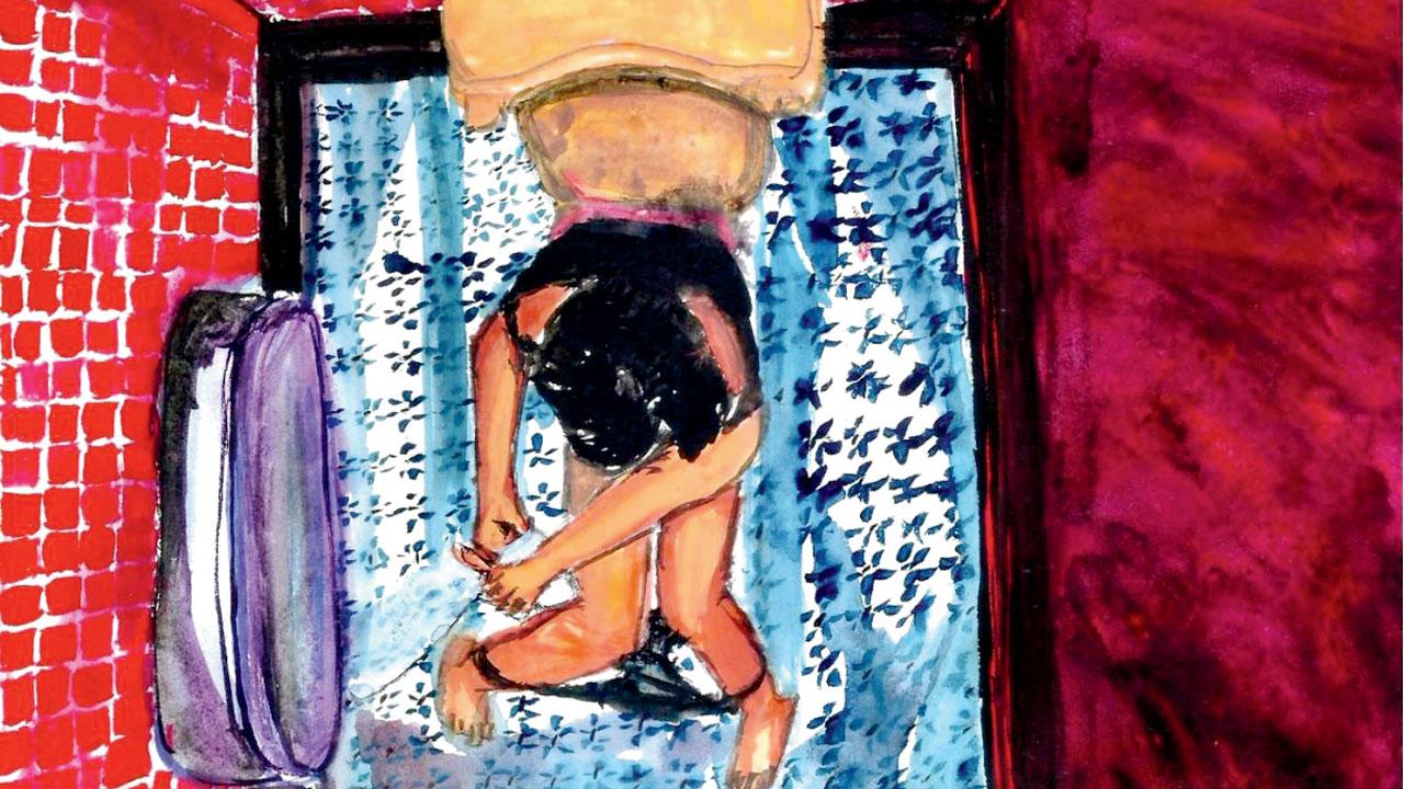 A piece from The Ladies’ Compartment, a watercolour exhibition revolving around women