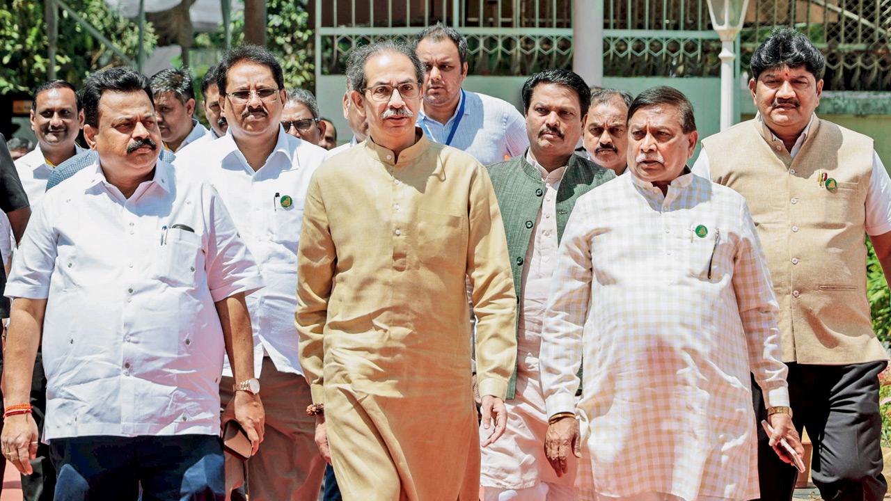 Shiv Sena (UBT) chief Uddhav Thackeray during the Maharashtra Assembly Budget session. Pic/PTI 
