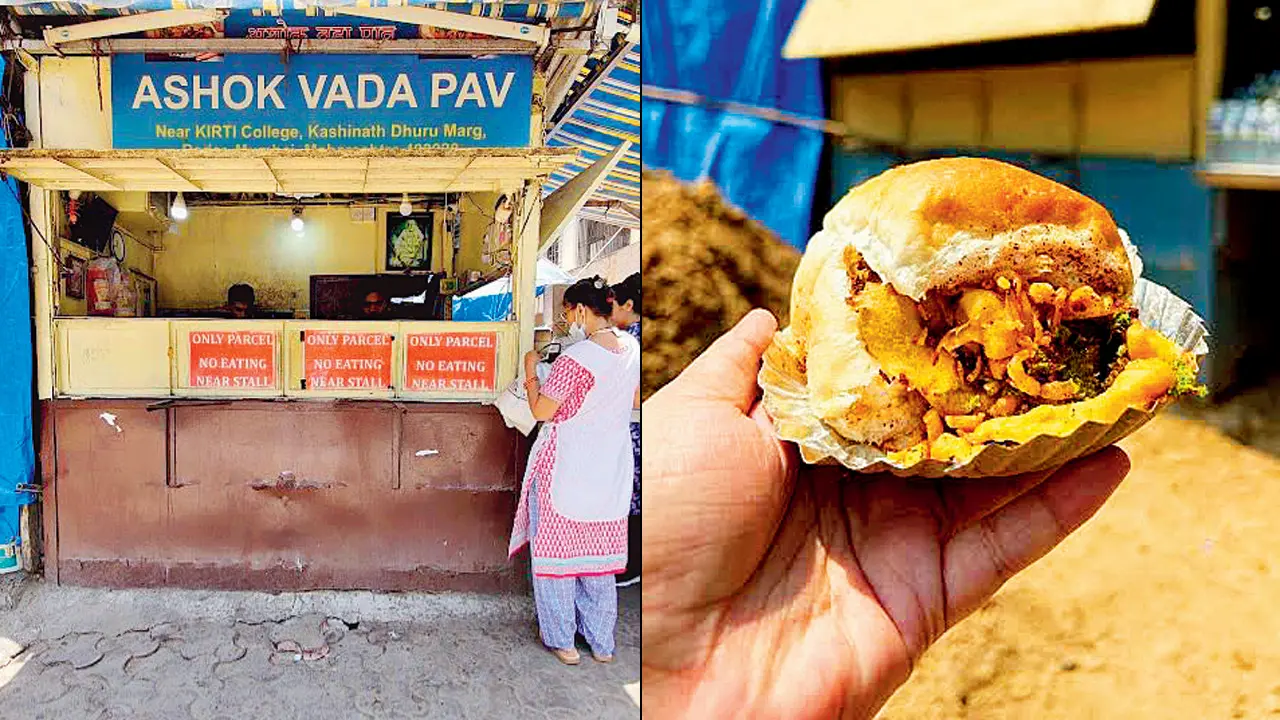 Ashok Vada Pav stall in Dadar. Pics courtesy/@ashokvadapav_near_kirti_clge (right) The famous Ashok Vada Pav