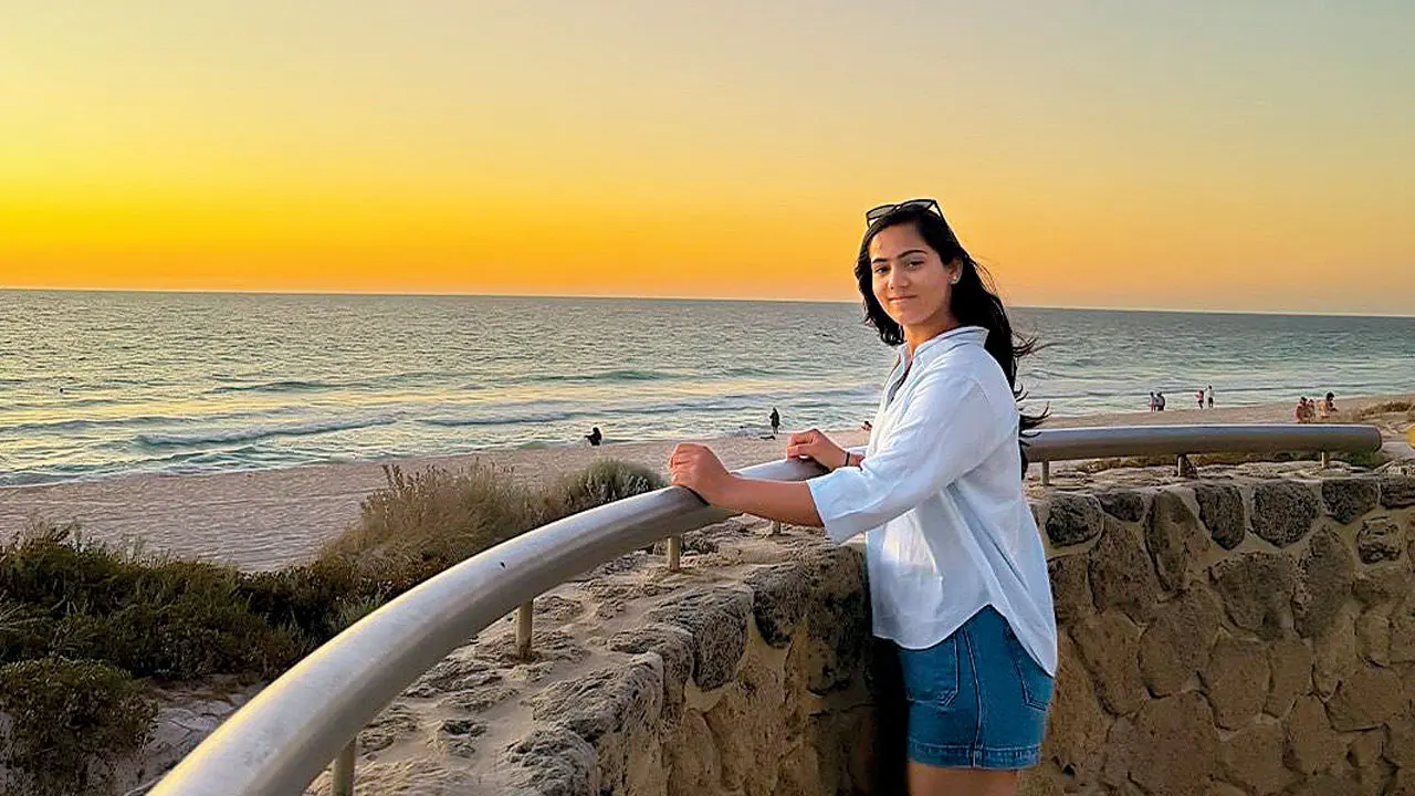 India spinner Vaishnavi Sharma enjoys some sun and sand in Australia