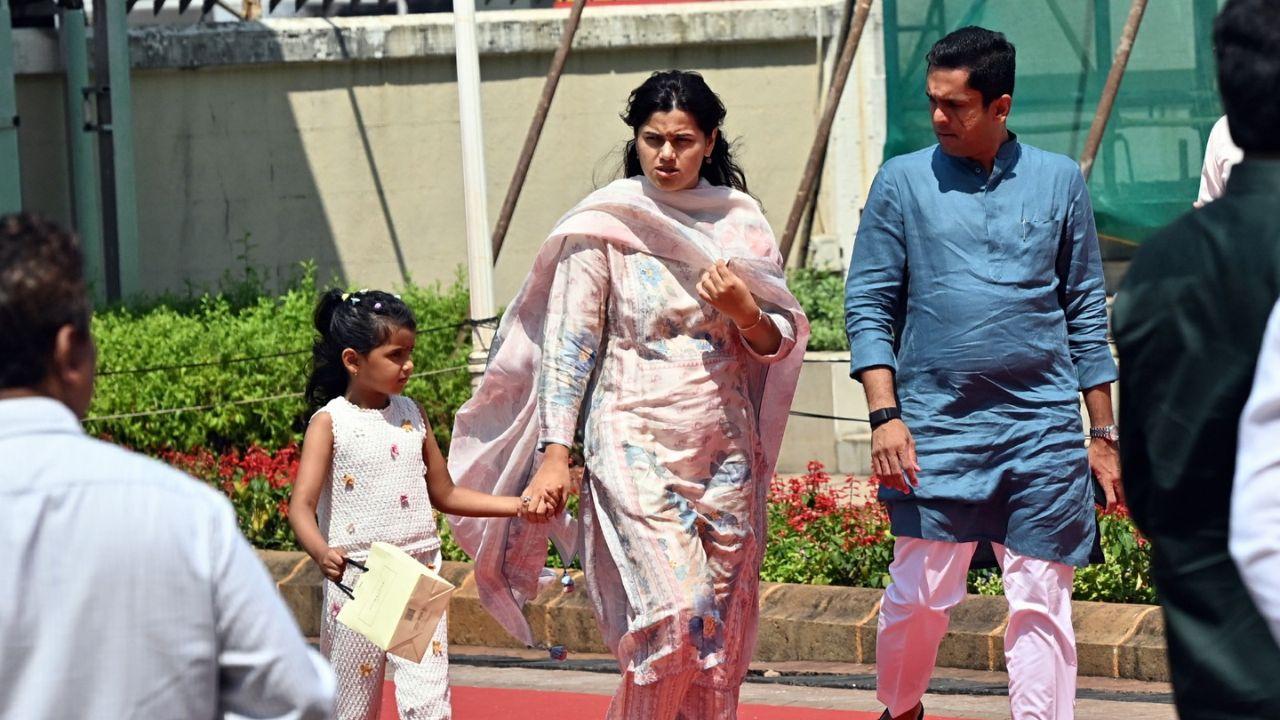 BJP legislator Namita Mundada, who represents the Kaij Assembly in Beed district, was seen with her family