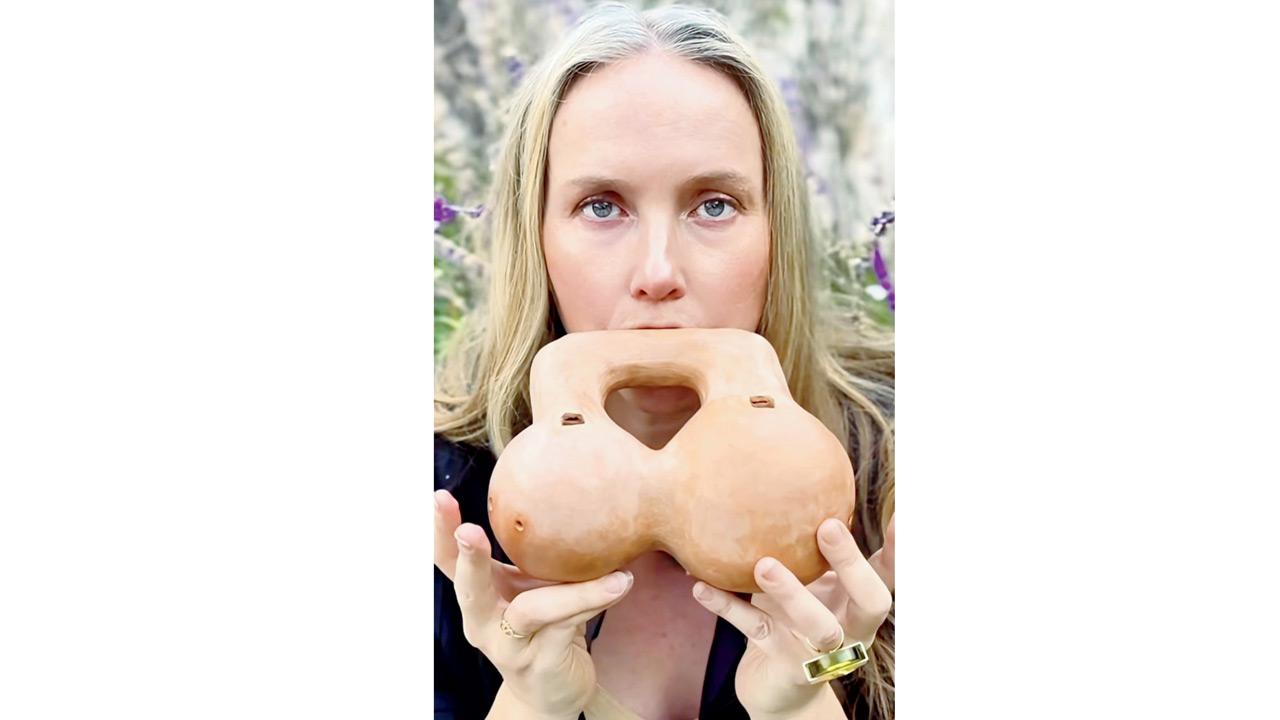 Jyoti Mayi plays the Whale flute. Pic courtesy/Jyoti Mayi