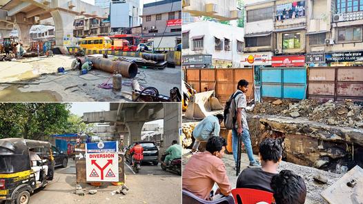 BMC removes metal sheets at Bandra’s Lucky junction, pipeline work in full swing