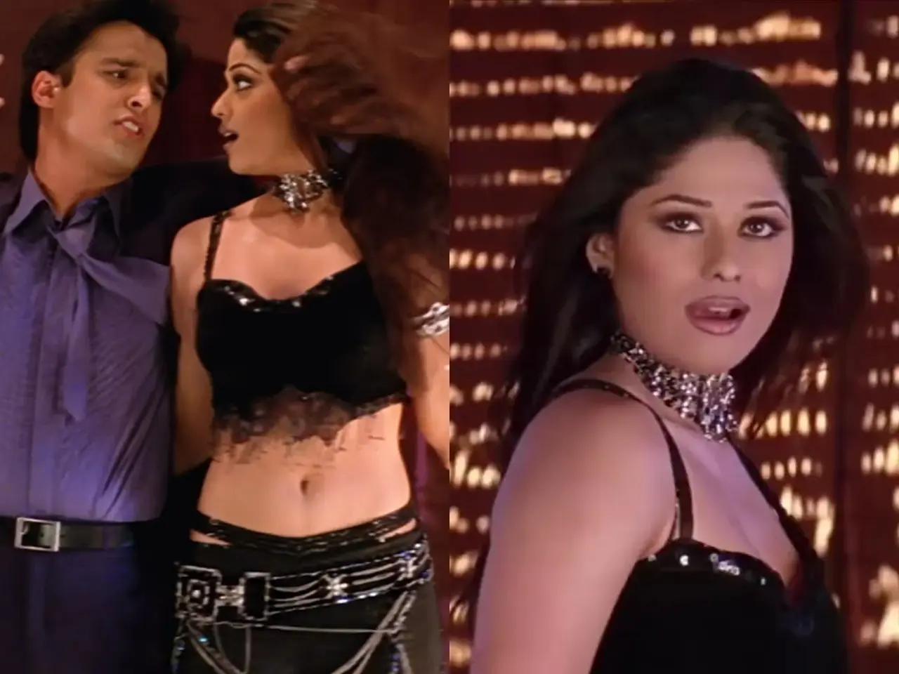 Shamita Shetty became a household name with the stylish dance number Sharara Sharara from Mere Yaar Ki Shaadi Hai. The upbeat track, set against a vibrant wedding backdrop, showcased her graceful moves.