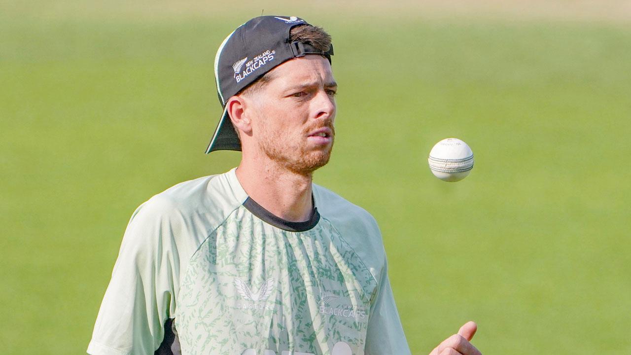 NZ skipper Mitchell Santner in Kolkata on Tuesday. Pic/PTI