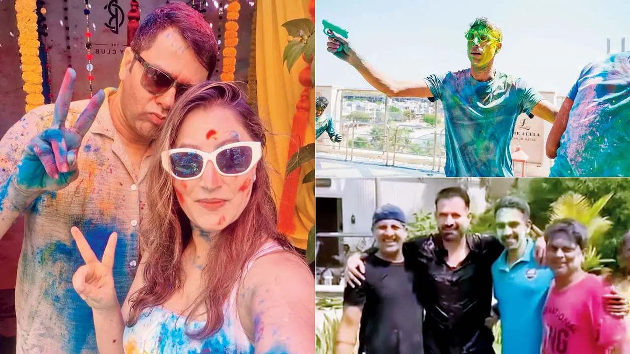 Colourful holi for Ashish Nehra, Aakash Chopra and Irfan Pathan