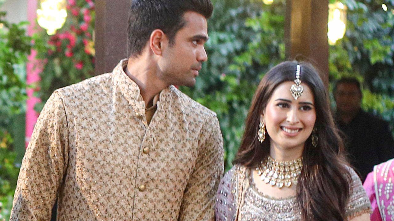 The couple glows as their pre-wedding ceremonies take place. (PIC/ PTI)