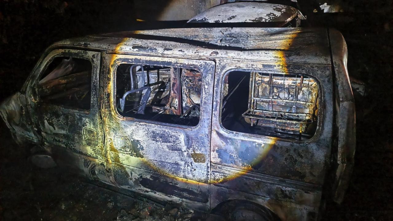Six four-wheelers parked in the compound, including a scrapped mini truck and an Ambassador car, along with some discarded materials, caught fire, Tadvi said