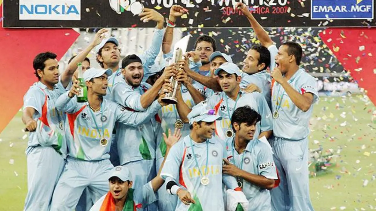 MS Dhoni guided a young Indian team to T20 glory in South Africa in 2007. India defeated Pakistan in a thrilling final to win the inaugural edition of the T20 World Cup. (Pic: ICC)