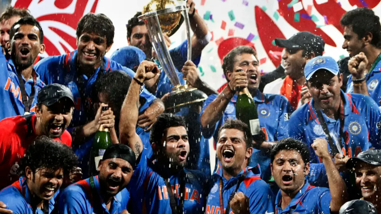 MS Dhoni became only the second Indian captain to win the 50-over World Cup for India. Hosts India faced co-hosts Sri Lanka in the final at the Wankhede Stadium, when Gautam Gambhir's 97 runs and MS Dhoni's unbeaten 91 guided India to victory. (Pic: ICC)
