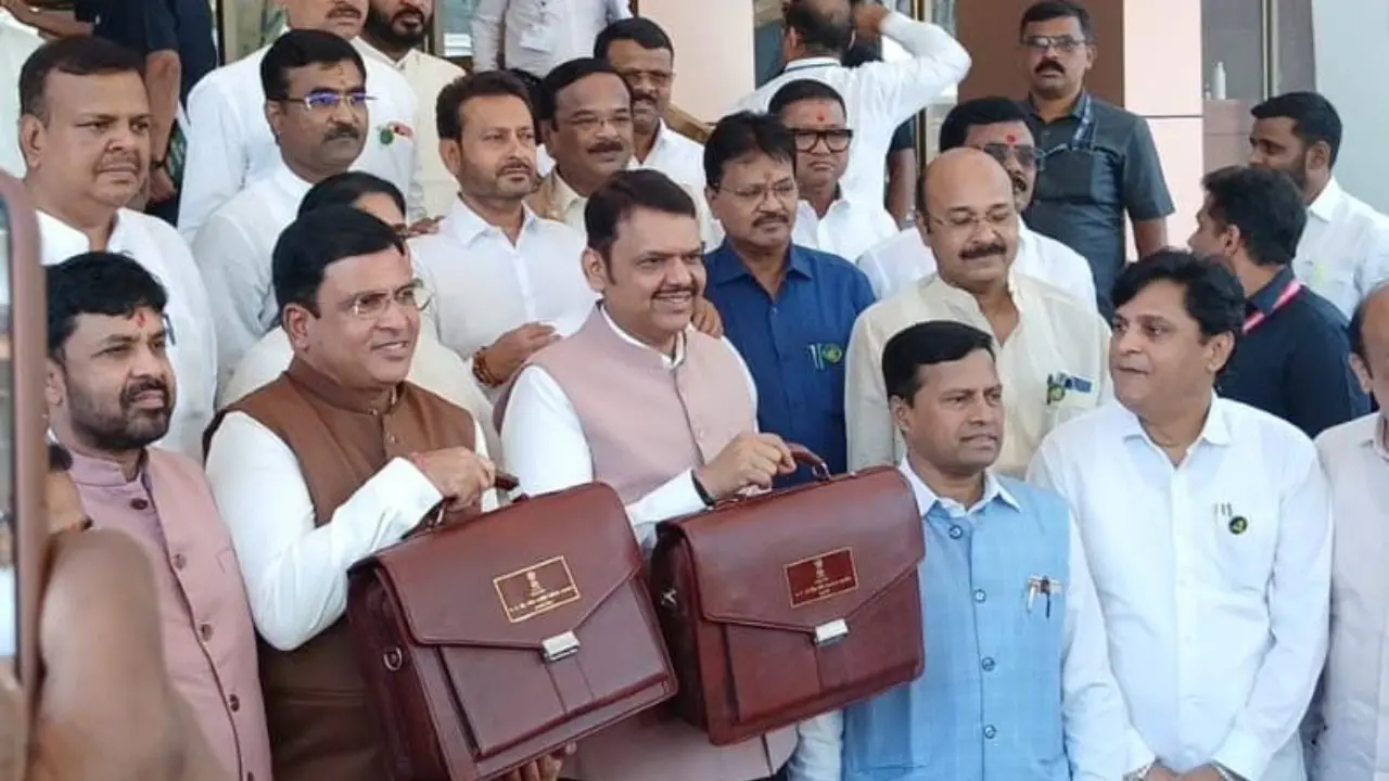 IN PHOTOS: CM Fadnavis reaches Vidhan Bhavan to present Maharashtra Budget 2026