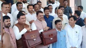 IN PHOTOS: CM Fadnavis reaches Vidhan Bhavan to present Maharashtra Budget 2026