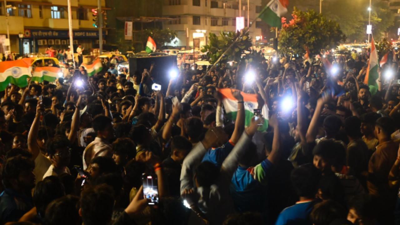 Fans were seen partying late into the night on the streets of Mumbai as India secured a memorable win at the Narendra Modi Stadium in Ahmedabad (Pic: Ashish Raje)