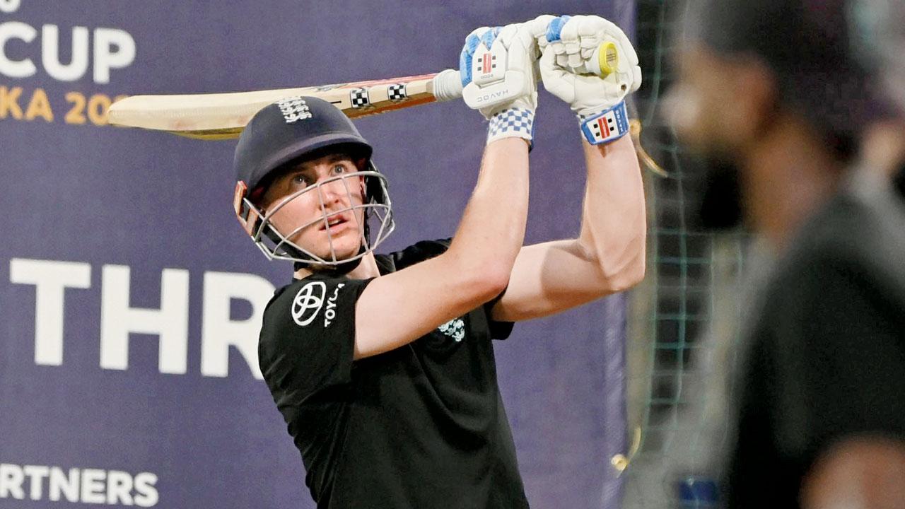 England skipper Harry Brook during practice at the Wankhede on Thursday. Pic/Ashish Raje