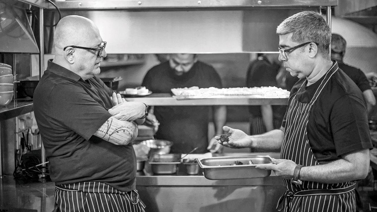 Helmed by chefs Rahul Akerkar (left) and Jaydeep Mukherjee, the kitchen centres on live-flame cooking, bringing depth to familiar ingredients