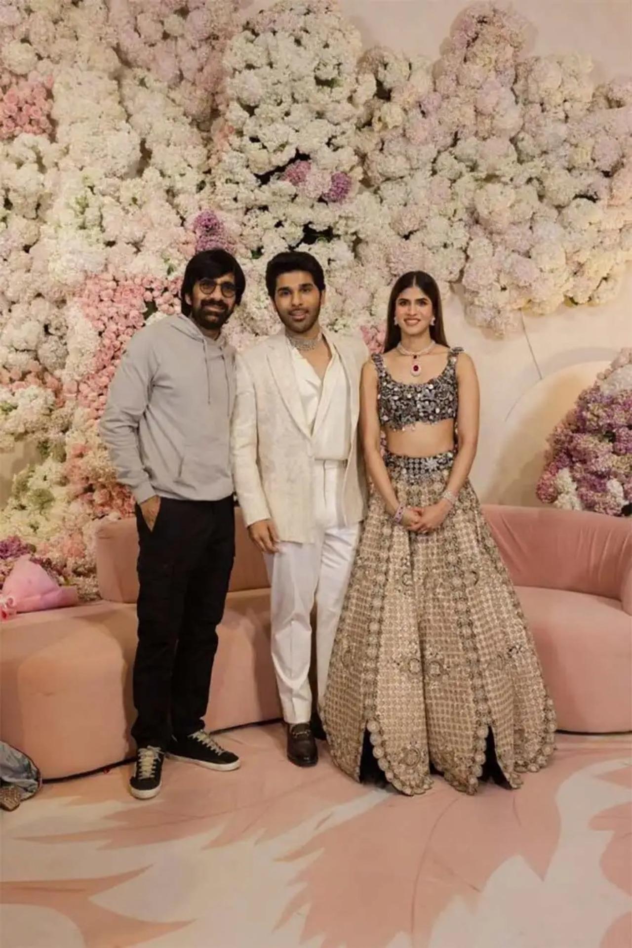 Ravi Teja opted for a casual wear as he arrived at the reception to bless the couple.