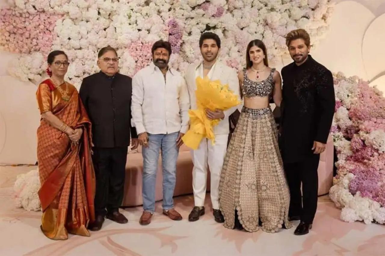 Nandamuri Balakrishna was seen greeting and posing with Allu Aravind, Allu Sirish, Nayanika and Nirmala Allu.