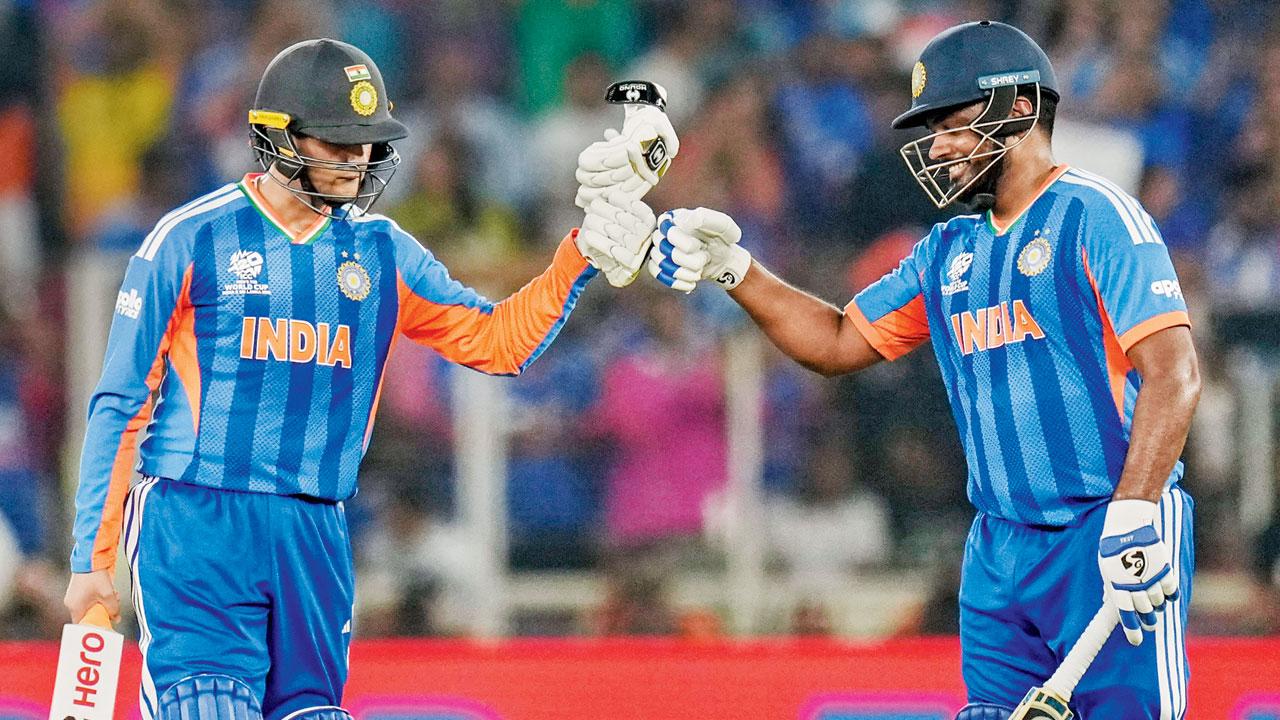 Flying start: Sanju Samson and Abhishek Sharma during their 98-run stand in just 7.1 overs