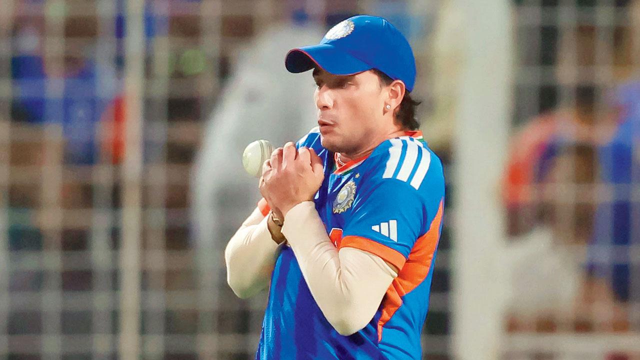 India’s Abhishek Sharma drops a catch against the West Indies in Kolkata on Sunday