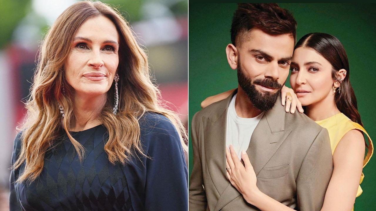 Julia Roberts; (right) Virat Kohli and Anushka Sharma