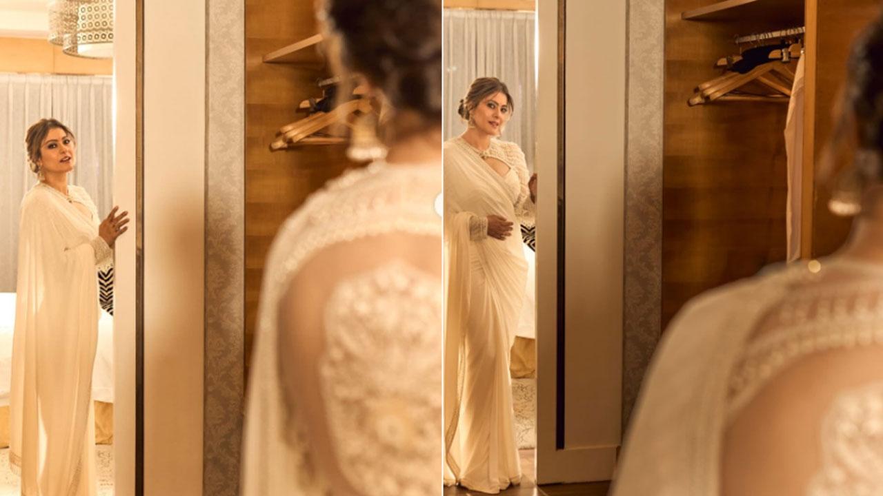Kajol shares stunning photos of herself in a white saree