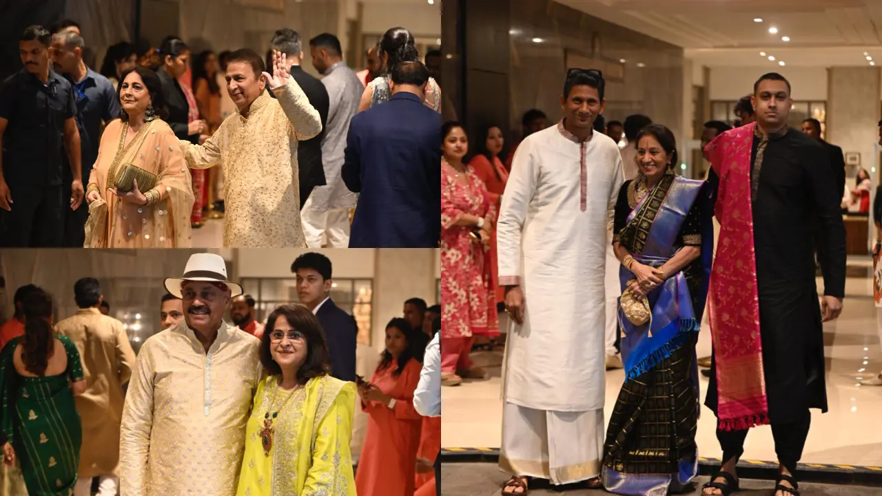 Legendary Team India cricketers Sunil Gavaskar, Dilip Vengsarkar, and Venkatesh Prasad also posed with their families at the event