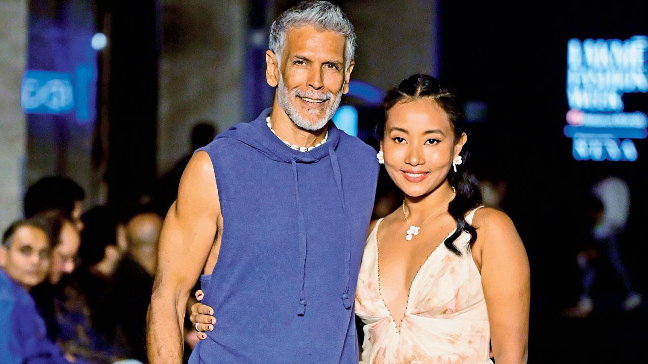 Milind Soman with Ankita Konwar. Pic/Shadab Khan