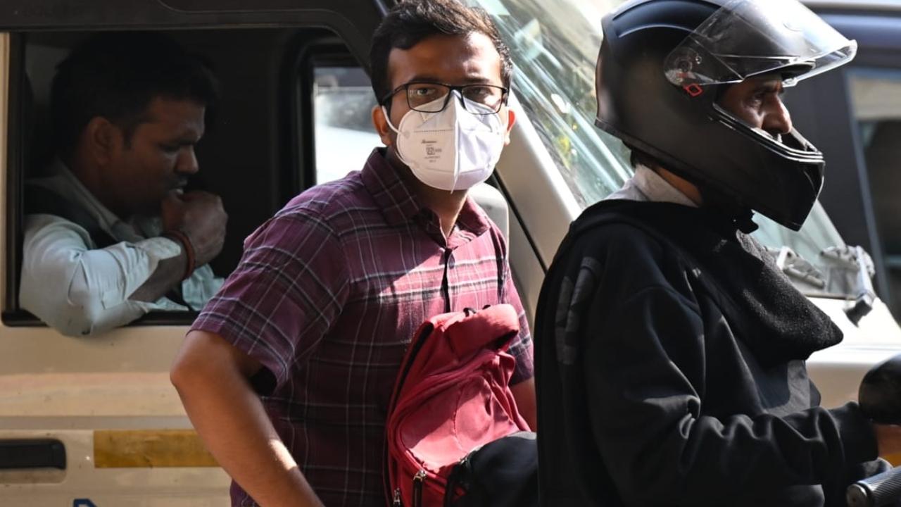 A pillion rider travelling on a motorcycle was also seen covering their face with a mask while passing through the Magathane stretch
