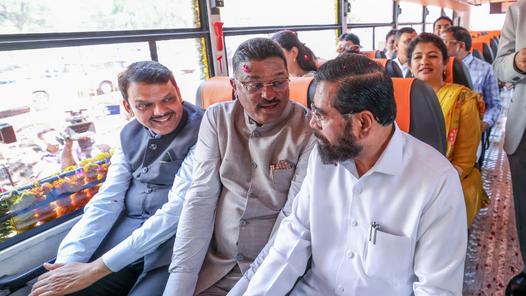 CM Fadnavis launches ‘Rajmata Jijau’ bus services, takes ride with deputy CMs