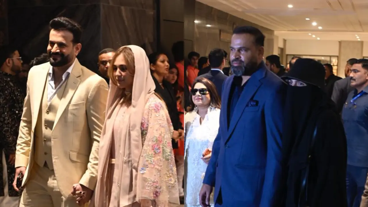 Pathan brothers, Irfan and Yusuf, made their appearances along with their wives for Arjun Tendulkar and Saaniya Chandhok's wedding at the St. Regis hotel in Mumbai
