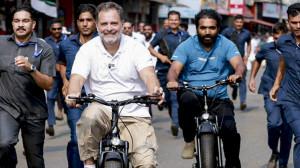 IN PHOTOS: Rahul Gandhi rides bicycle during poll campaign in Kerala
