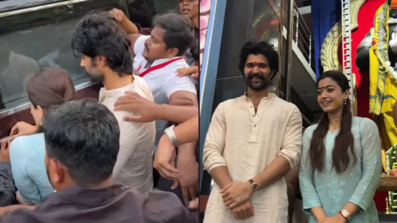 Vijay Deverakonda and Rashmika Mandanna almost get mobbed while visiting temple