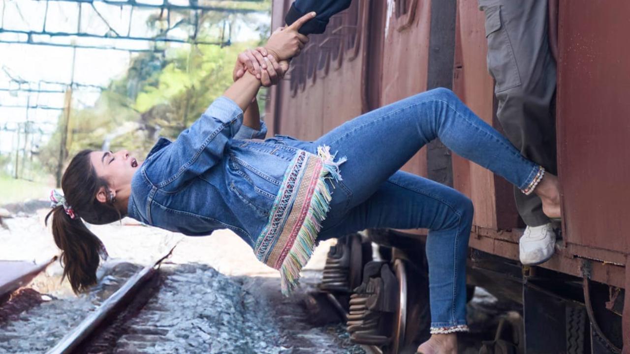 Bhooth Bangla: Wamiqa Gabbi hangs from the edge of a train in risky sequence