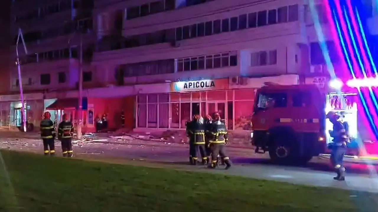 First responders on the scene after a drone crashed. PIC/AFP First responders on the scene after a drone crashed. PIC/AFP