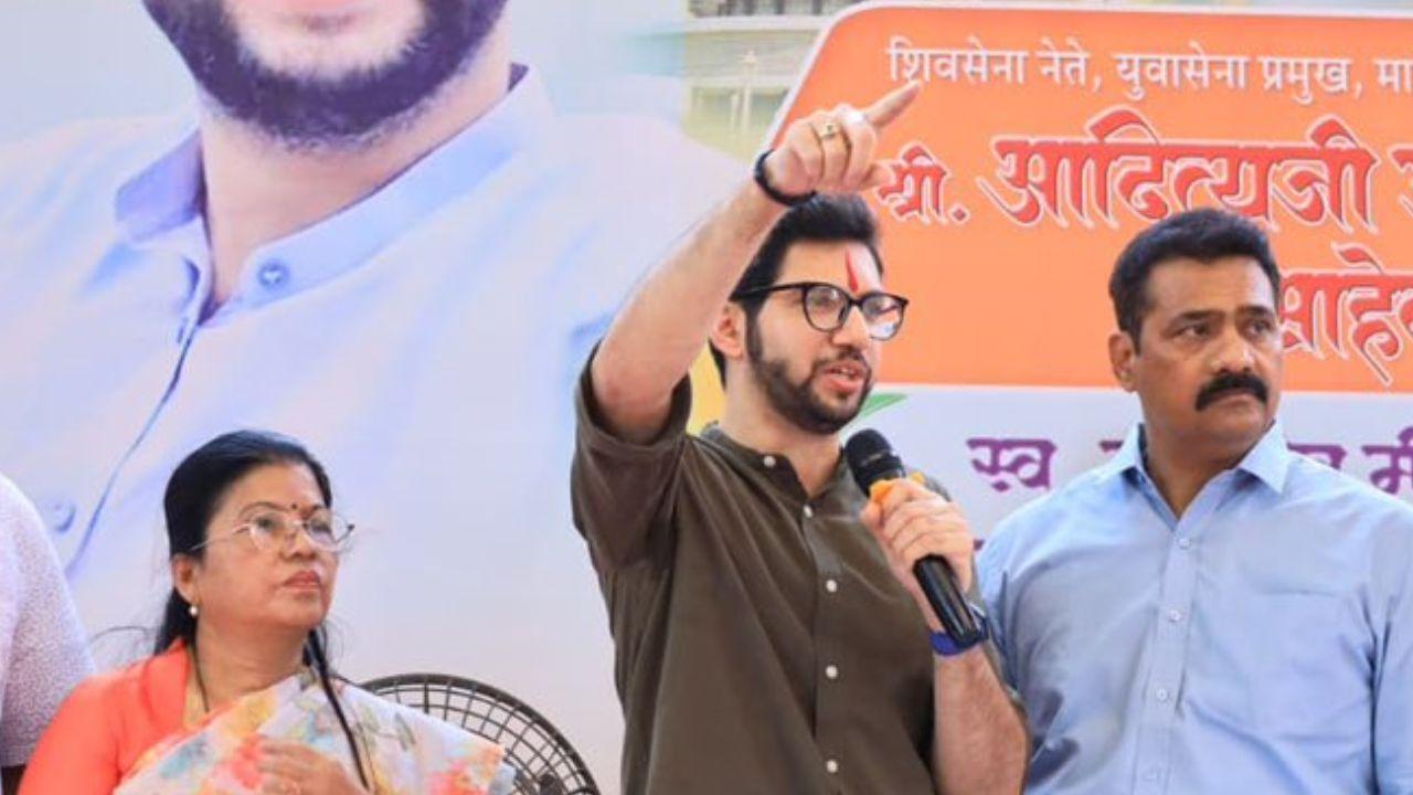 Along with Aaditya, MLA Mahesh Sawant, former mayor and corporator Shraddha Jadhav, and corporator Sainath Durge were also present