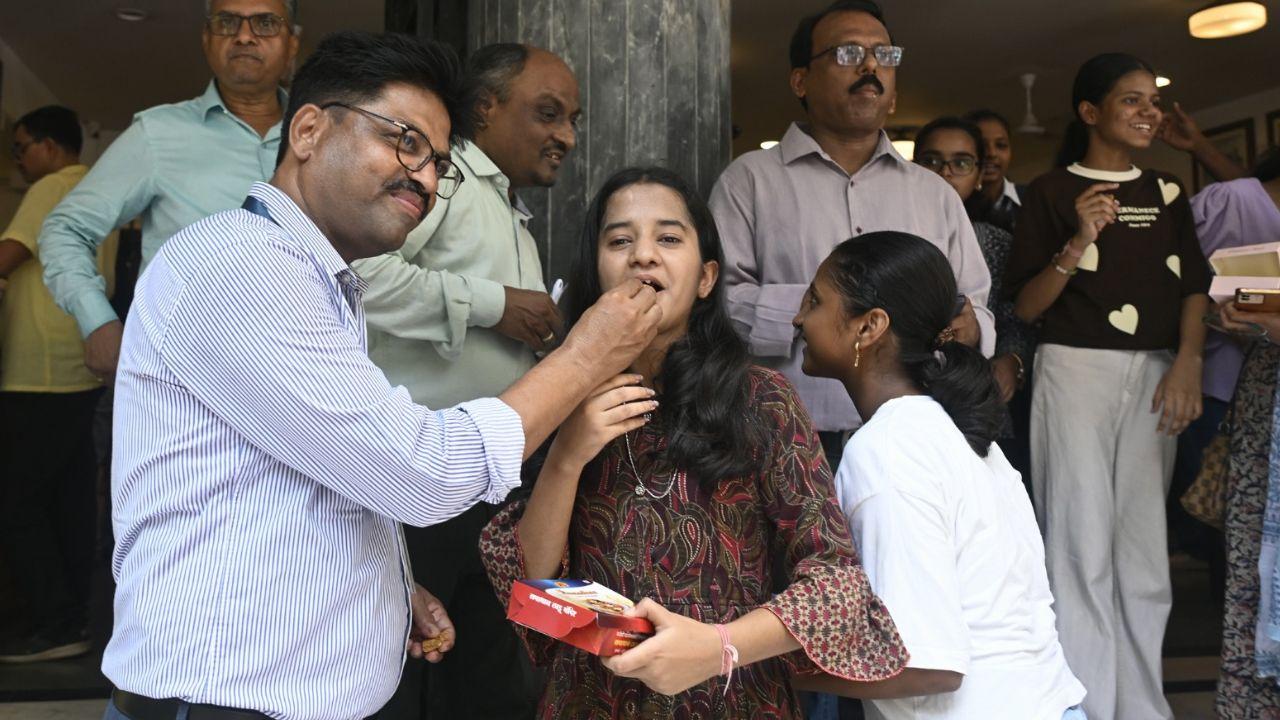 Students from Balmohan Vidya Mandir school erupted in joy after checking their results. The overall pass percentage for the state stands at 90.75 per cent, reflecting a slight decline of 2.01 per cent compared to the previous year (2025-26)